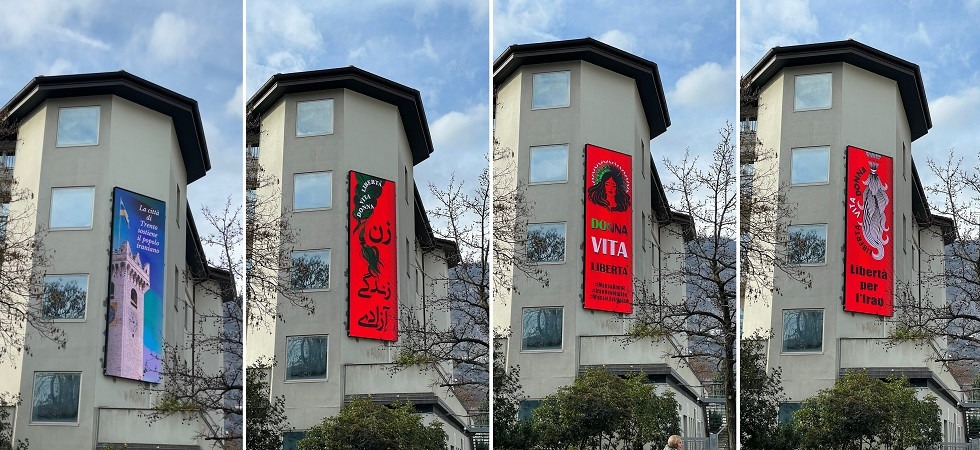“Donna, vita, libertà”: a Trento gli slogan della rivolta per la libertà in Iran sulla parete dell'Ostello